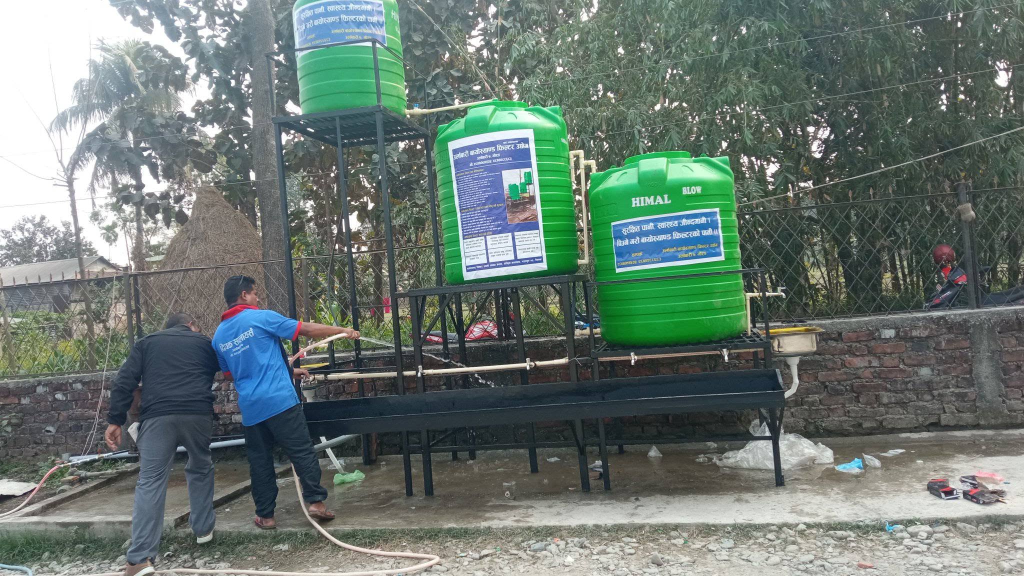 Large overhead tank filtration system installed for a school